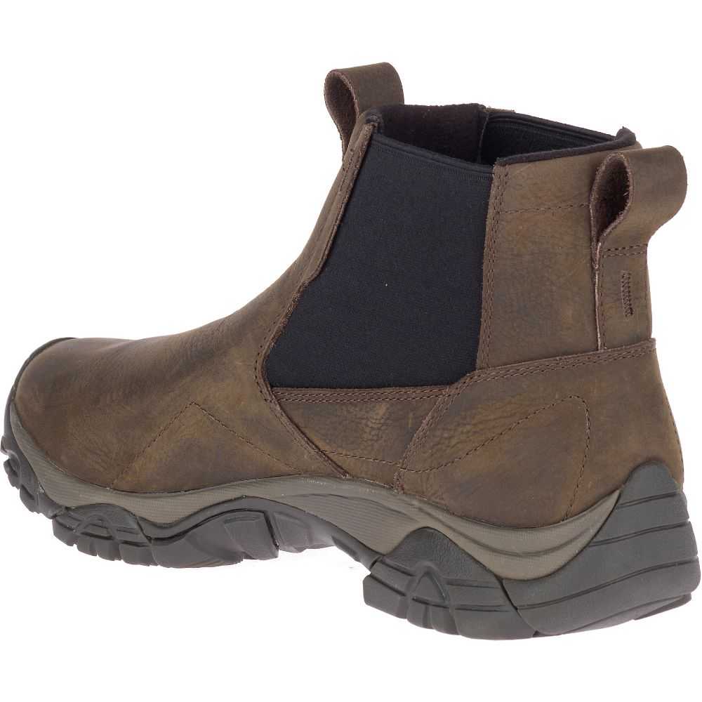 Men's Merrell Moab Adventure Chelsea Polar Waterproof Wide Width Winter Boots Brown | Israel-8063174