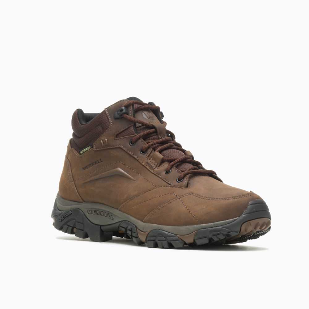 Men's Merrell Moab Adventure Mid Waterproof Wide Width Casual Boots Dark Brown | Israel-634092