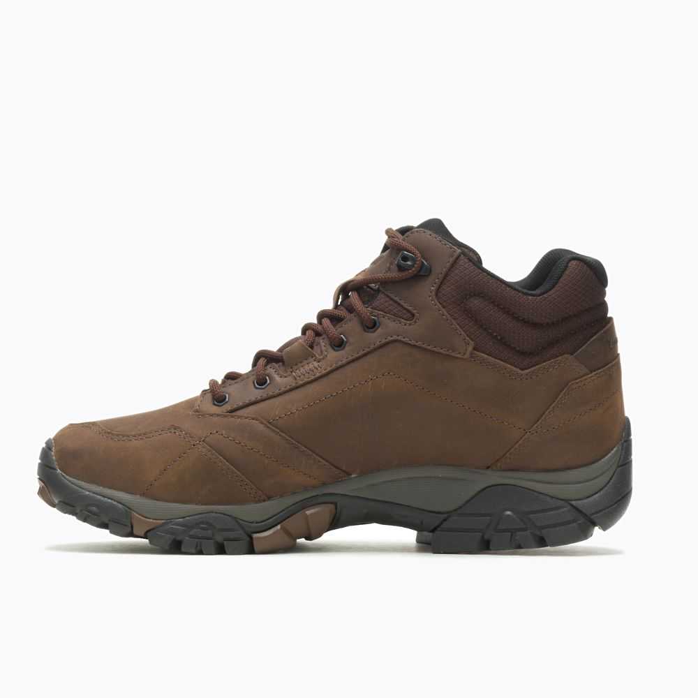 Men's Merrell Moab Adventure Mid Waterproof Wide Width Casual Boots Dark Brown | Israel-634092