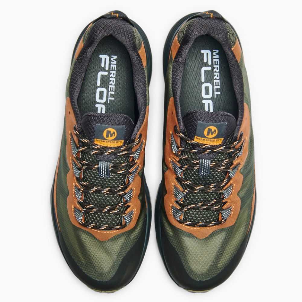 Men's Merrell Moab Speed GORE-TEX® Walking Shoes Dark Green | Israel-9486071