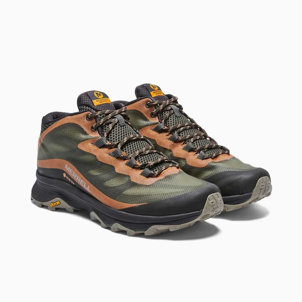 Men's Merrell Moab Speed Mid GORE-TEX® Hiking Boots Dark Green | Israel-148632