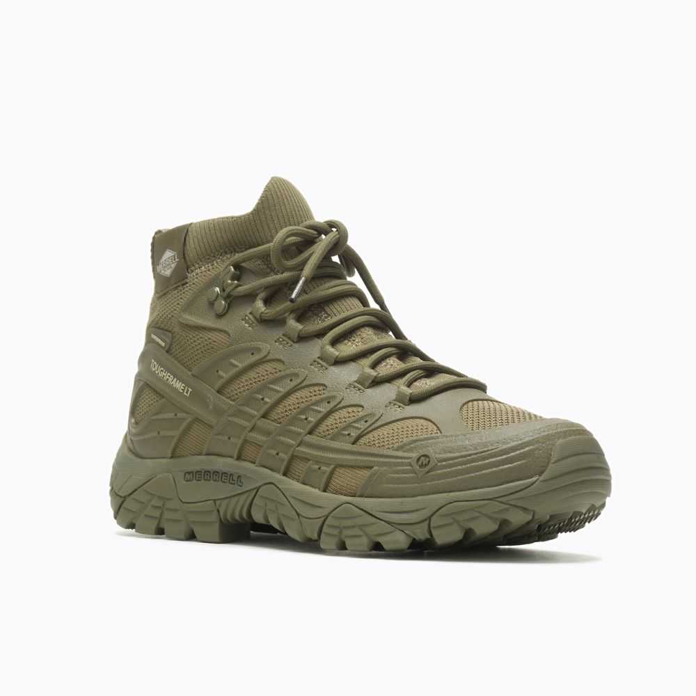 Men's Merrell Moab Velocity Tactical Mid Waterproof Tactical Boots Olive | Israel-803267