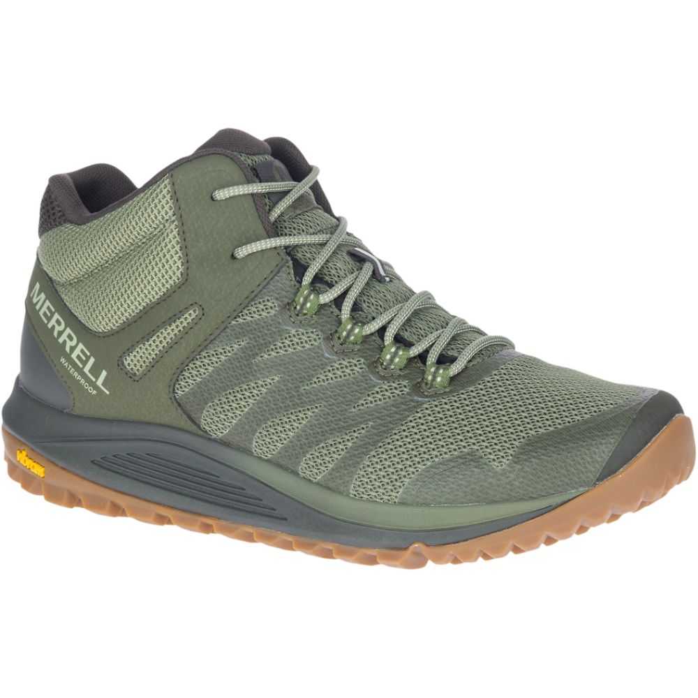 Men's Merrell Nova 2 Mid Waterproof Wide Width Hiking Boots Dark Green | Israel-2719638