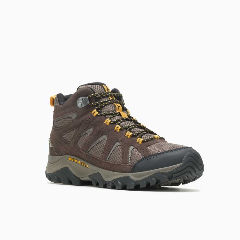 Men's Merrell Oakcreek Mid Waterproof Hiking Boots Dark Brown | Israel-169703