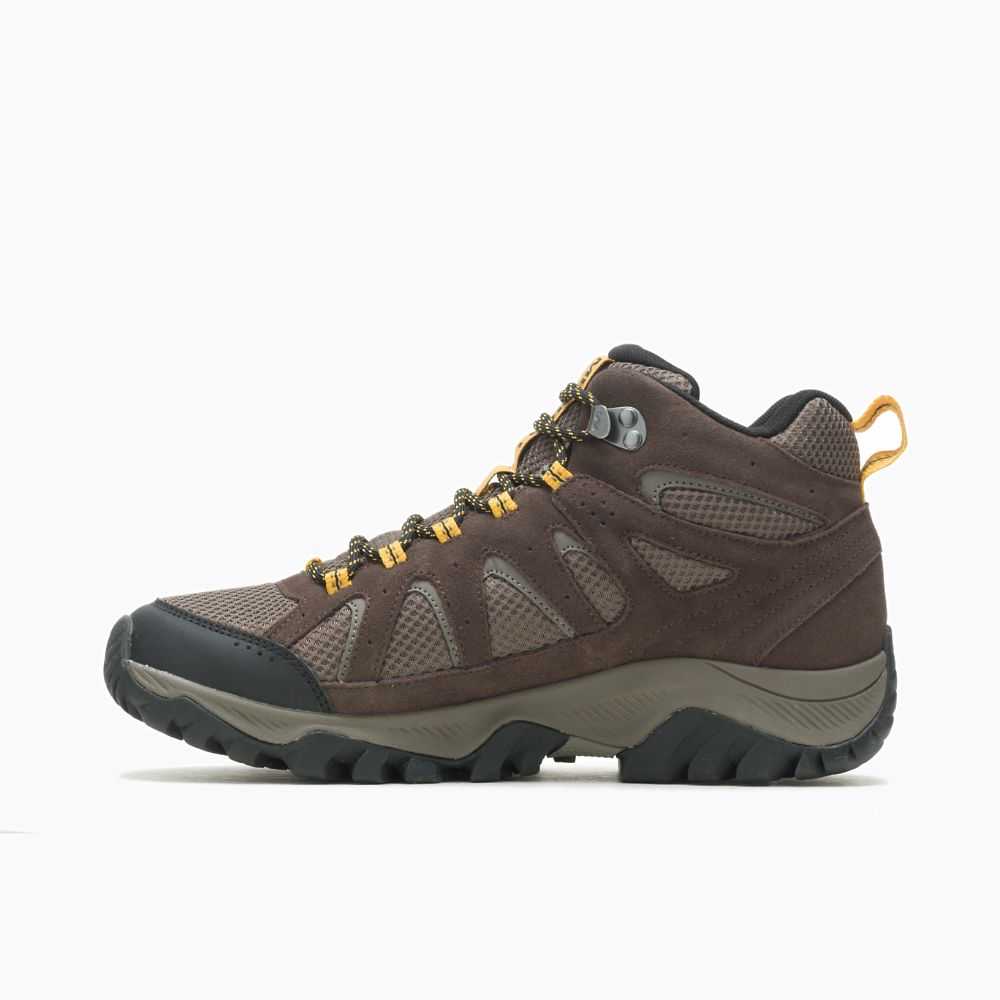 Men's Merrell Oakcreek Mid Waterproof Hiking Boots Dark Brown | Israel-169703