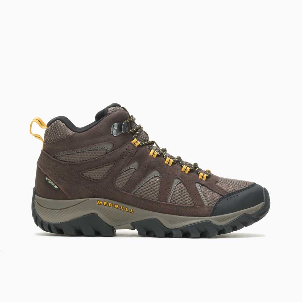 Men\'s Merrell Oakcreek Mid Waterproof Hiking Boots Dark Brown | Israel-169703