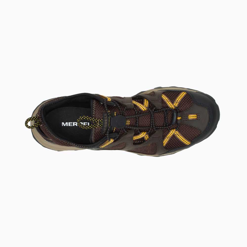 Men's Merrell Speed Strike Leather Sieve Sandals Dark Brown | Israel-1806279