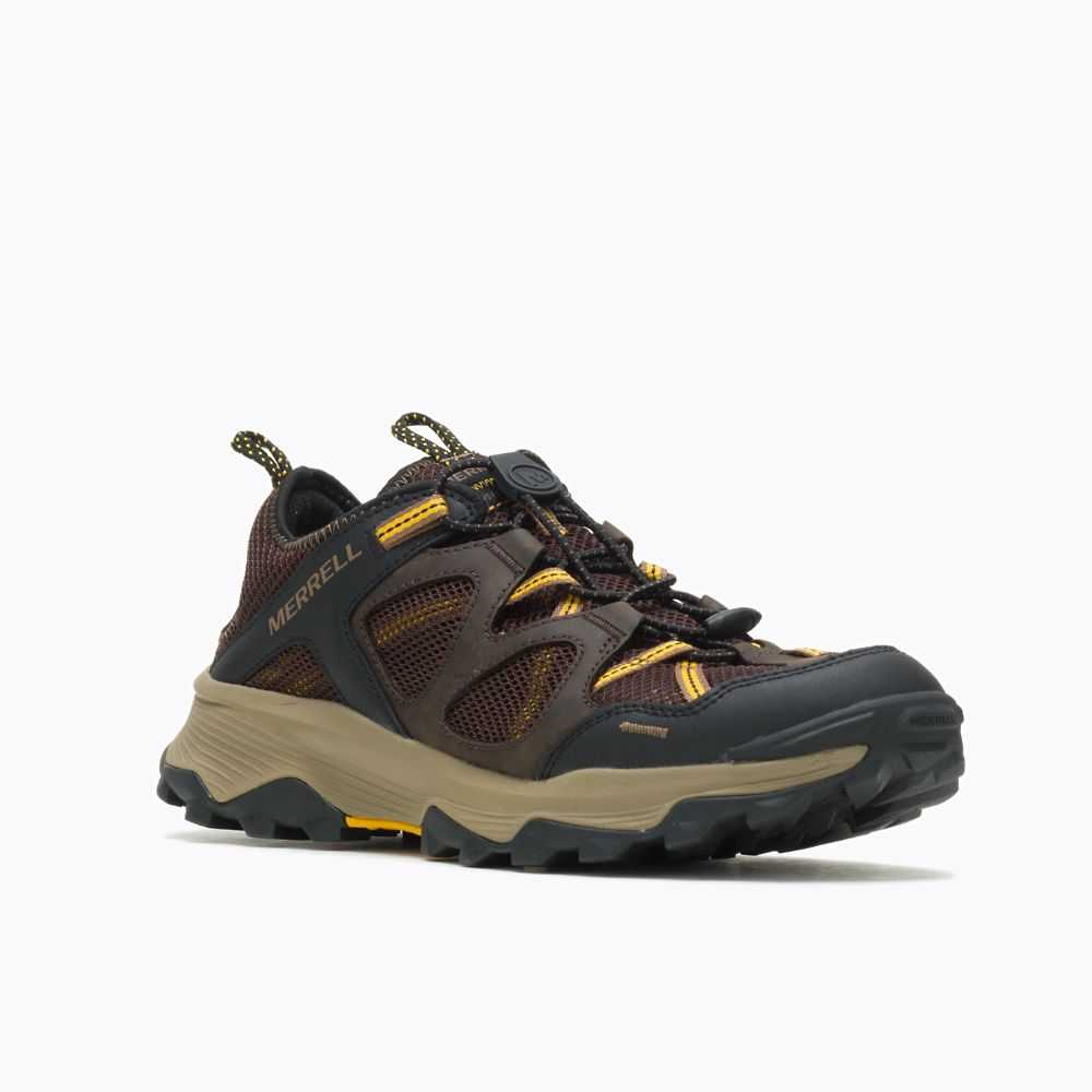 Men's Merrell Speed Strike Leather Sieve Sandals Dark Brown | Israel-1806279