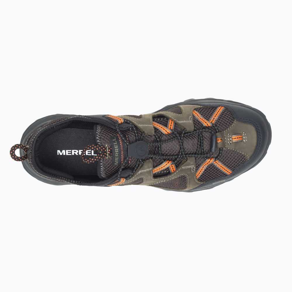 Men's Merrell Speed Strike Leather Sieve Sandals Olive | Israel-830427