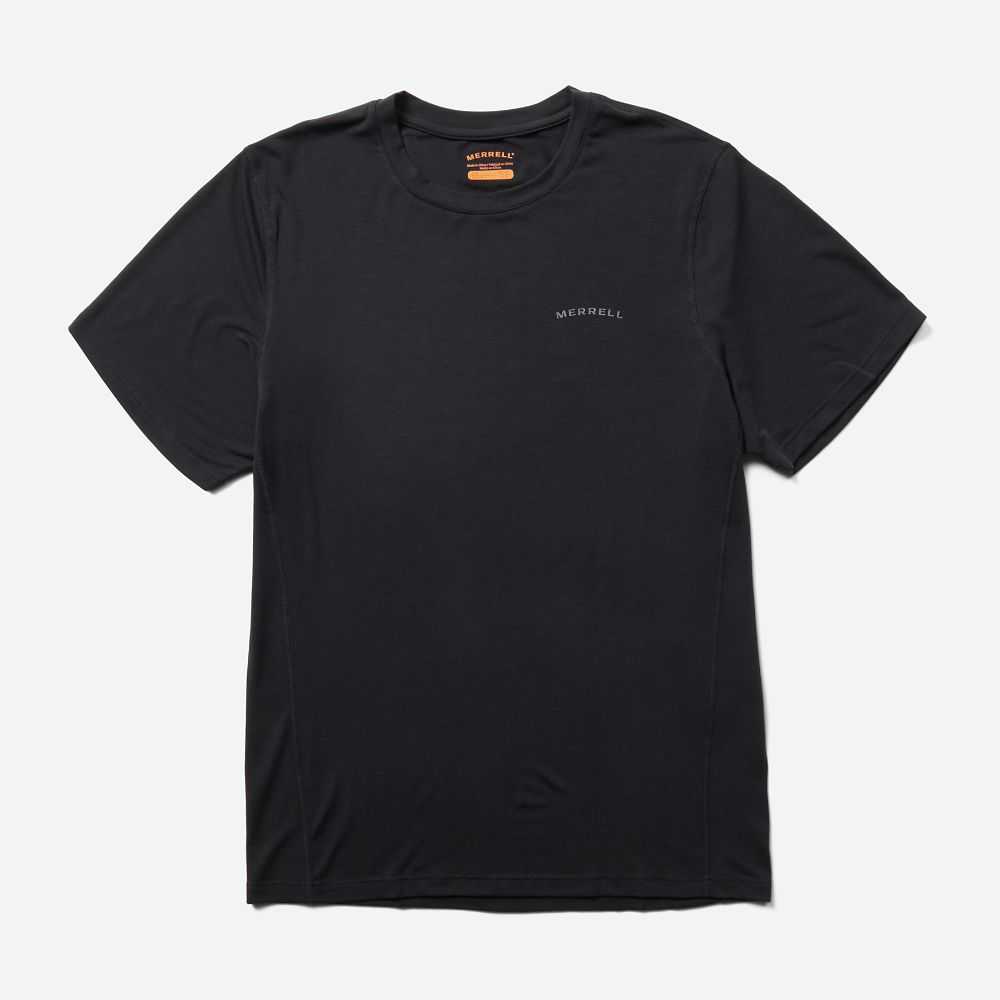 Men's Merrell Tencel T Shirts Black | Israel-378401