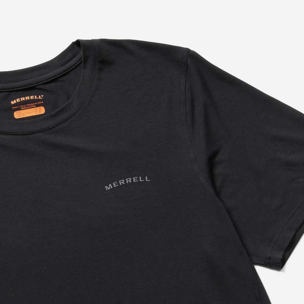 Men's Merrell Tencel T Shirts Black | Israel-378401