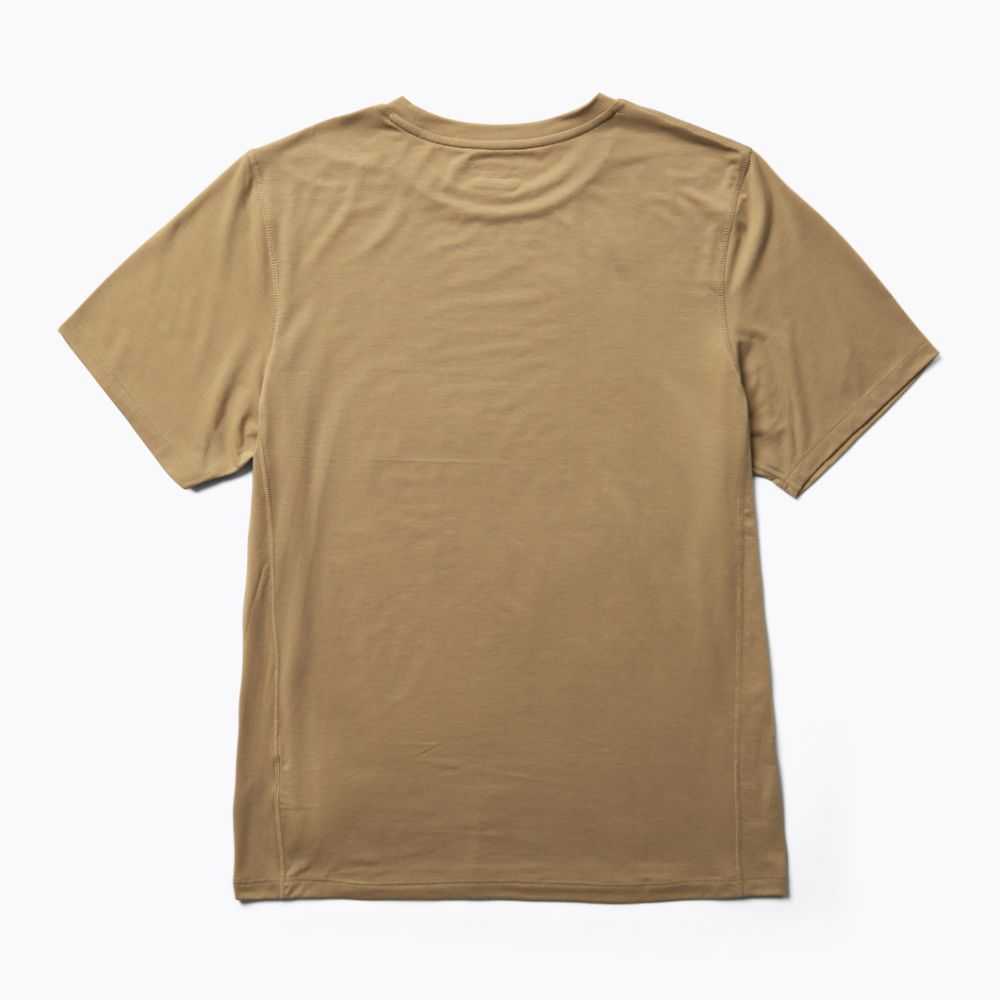 Men's Merrell Tencel T Shirts Khaki | Israel-381249