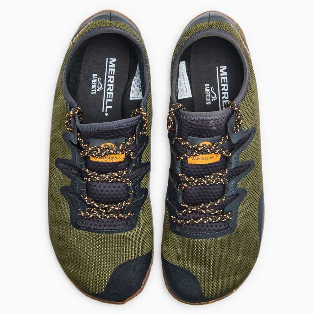 Men's Merrell Vapor Glove 5 Barefoot Shoes Olive | Israel-814093