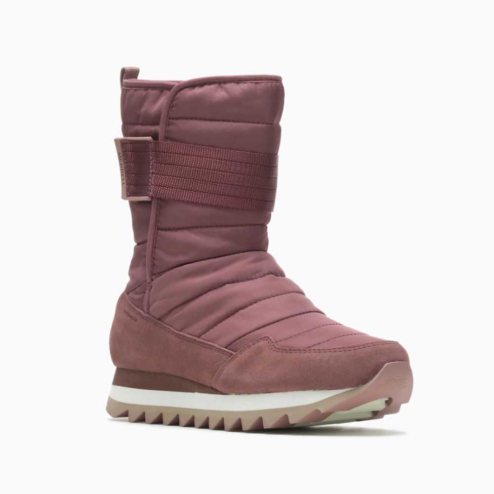 Women's Merrell Alpine Tall Strap Polar Waterproof Winter Boots Burgundy | Israel-714832