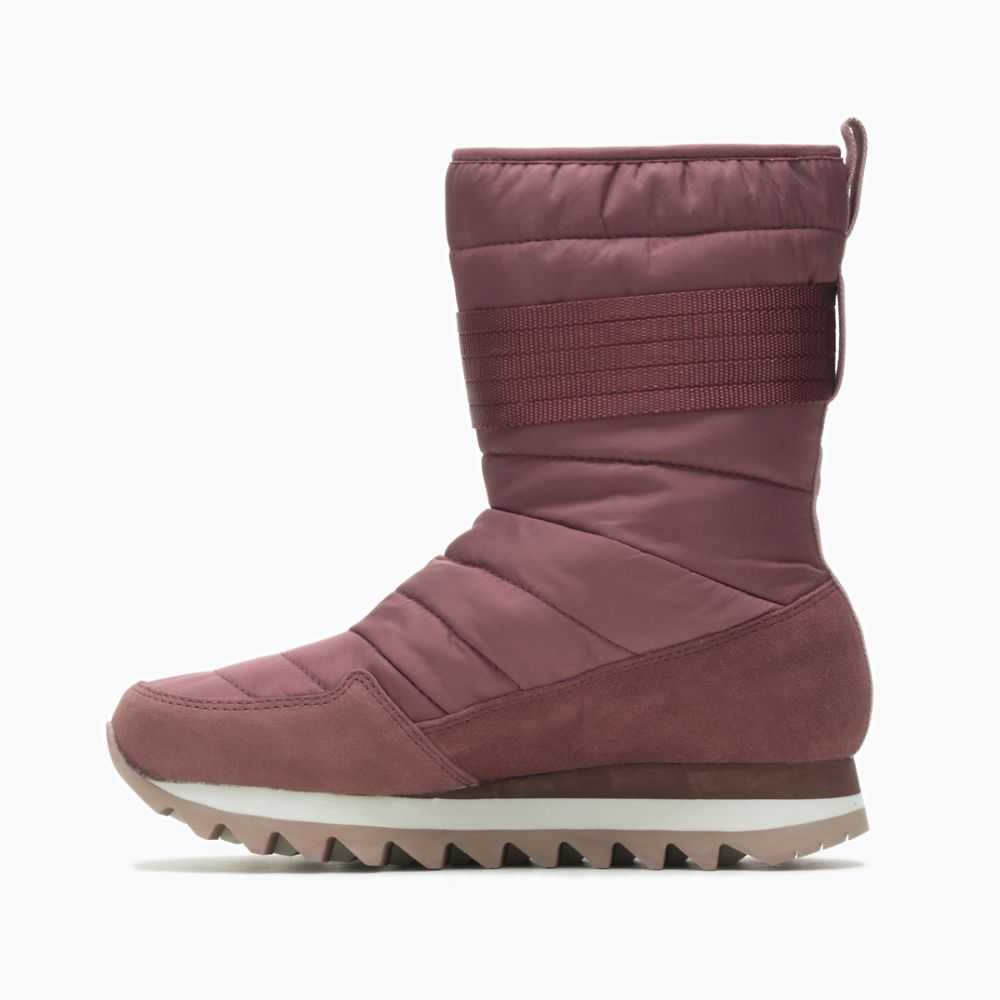 Women's Merrell Alpine Tall Strap Polar Waterproof Winter Boots Burgundy | Israel-714832