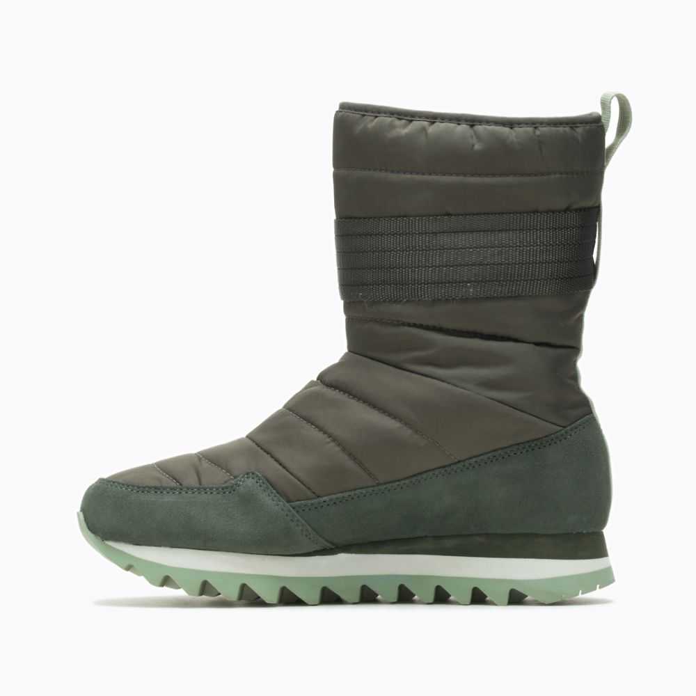 Women's Merrell Alpine Tall Strap Polar Waterproof Winter Boots Deep Green | Israel-863971