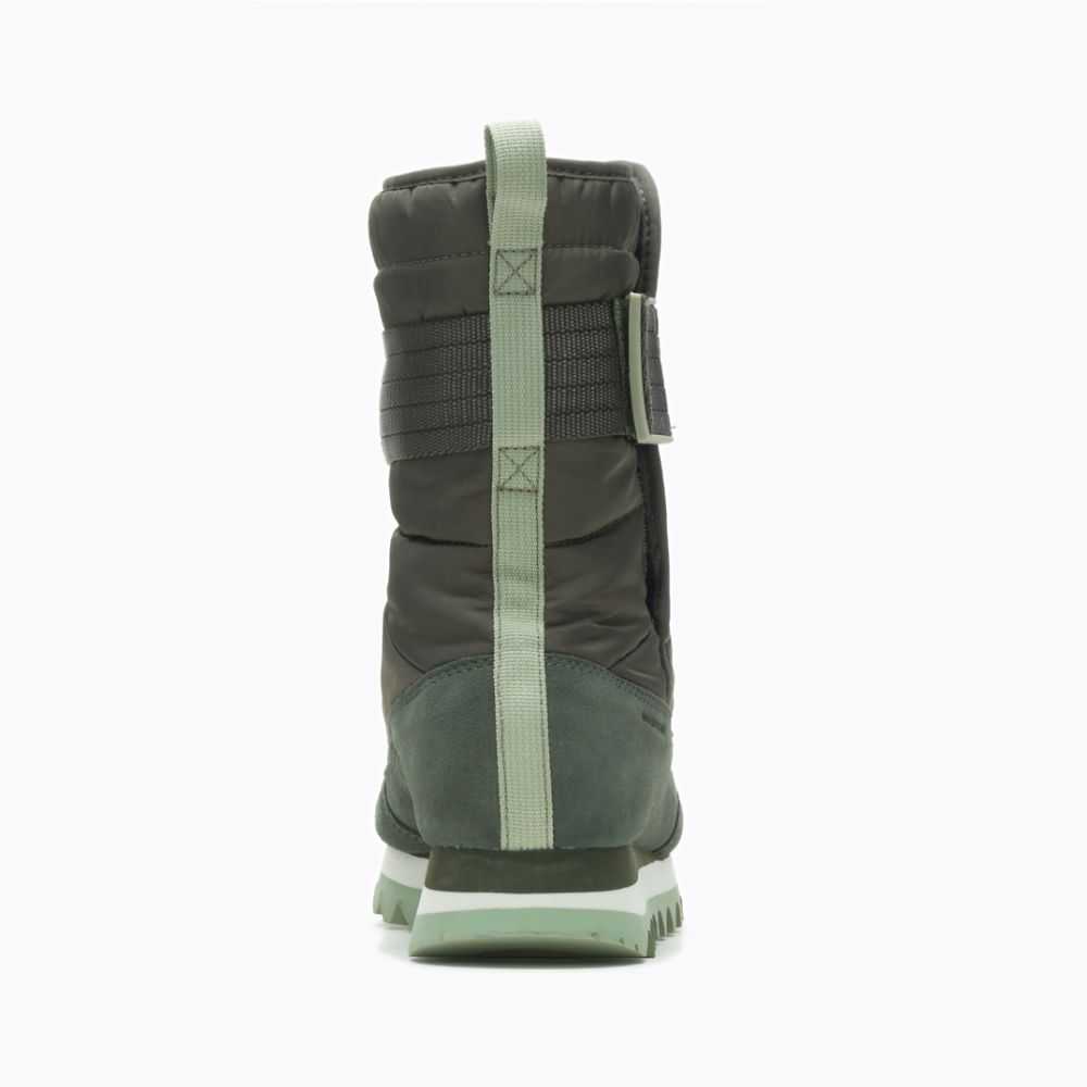 Women's Merrell Alpine Tall Strap Polar Waterproof Winter Boots Deep Green | Israel-863971