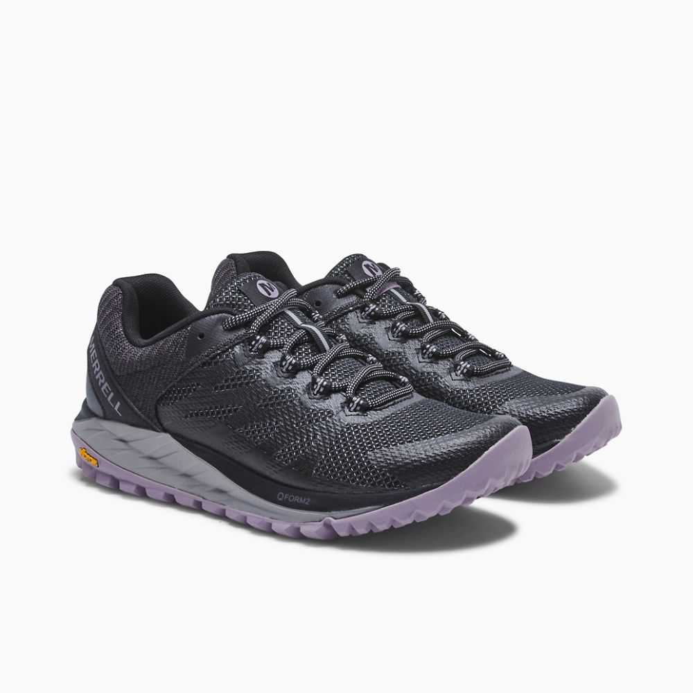 Women's Merrell Antora 2 Trail Running Shoes Black/Dark Grey | Israel-1740386