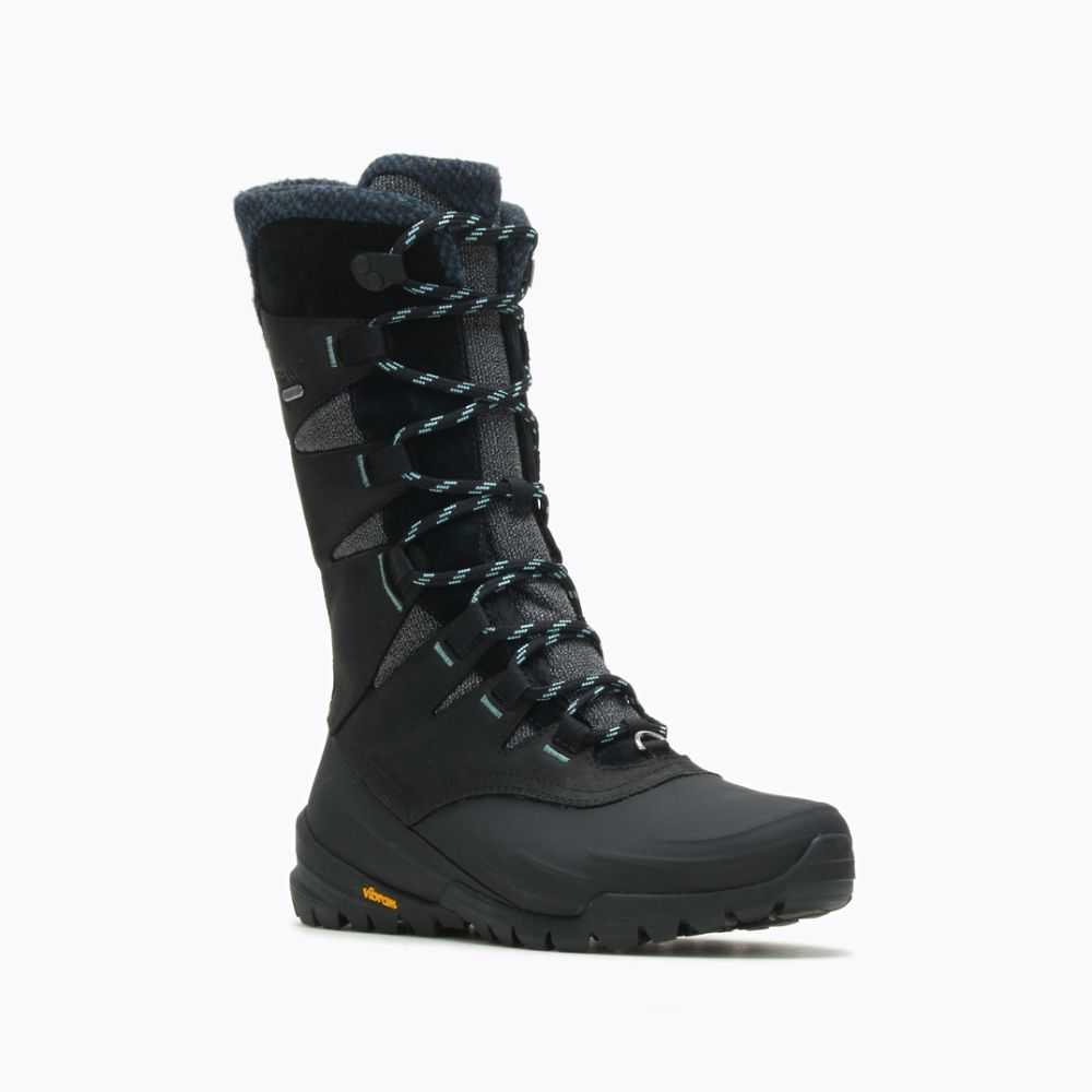 Women's Merrell Hermo Aurora 2 Tall Shell Waterproof Winter Boots Black | Israel-943180