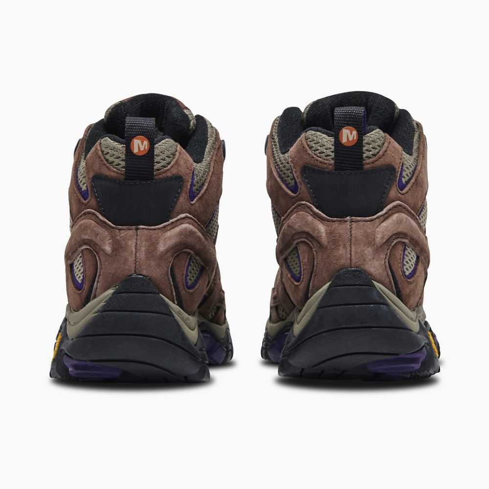 Women's Merrell Moab 2 Mid Ventilator Wide Width Hiking Boots Brown/Purple | Israel-029741