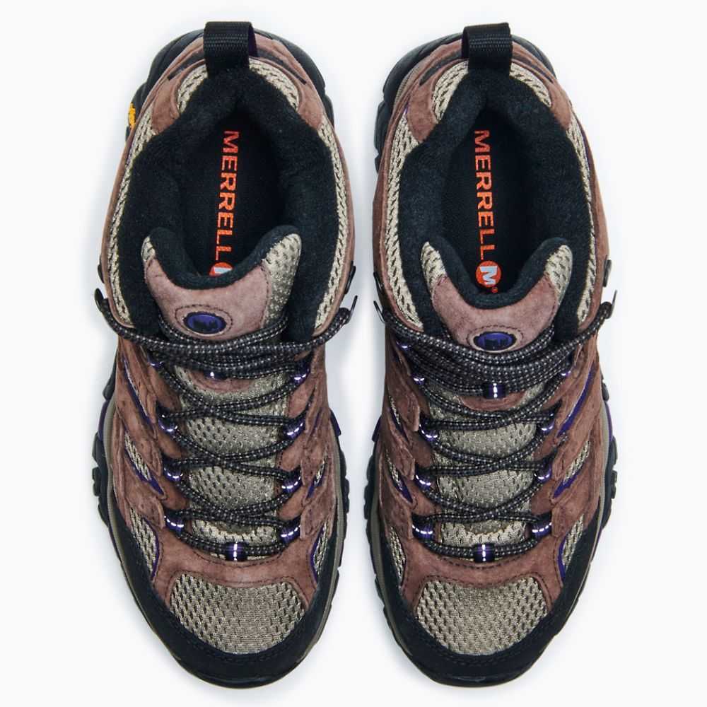 Women's Merrell Moab 2 Mid Ventilator Wide Width Hiking Boots Brown/Purple | Israel-029741