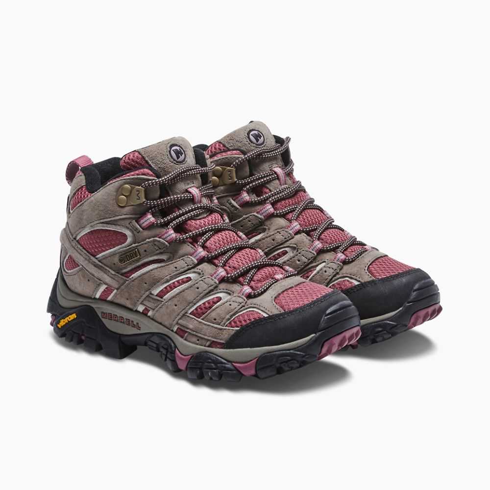 Women's Merrell Moab 2 Mid Waterproof Hiking Boots Brown | Israel-0928416