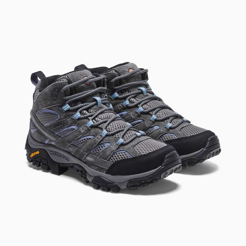 Women's Merrell Moab 2 Mid Waterproof Hiking Boots Grey | Israel-390417