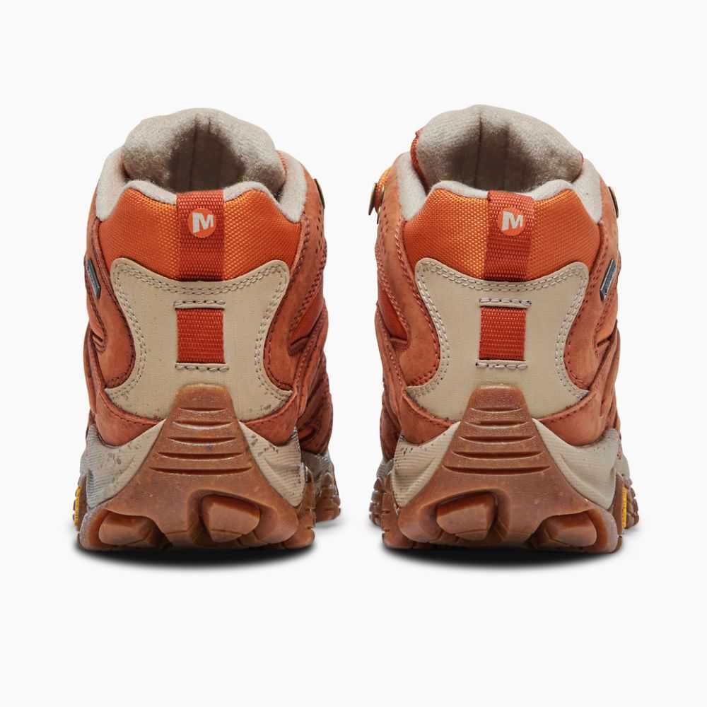 Women's Merrell Moab 3 Smooth Mid GORE-TEX® Wide Width Hiking Shoes Brown/Orange | Israel-019364