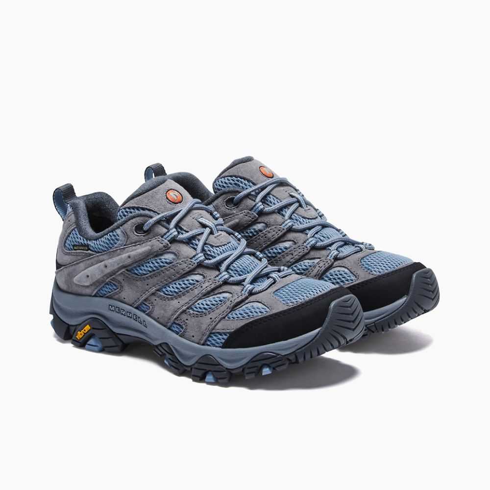 Women's Merrell Moab 3 Waterproof Hiking Shoes Blue/Grey | Israel-048273