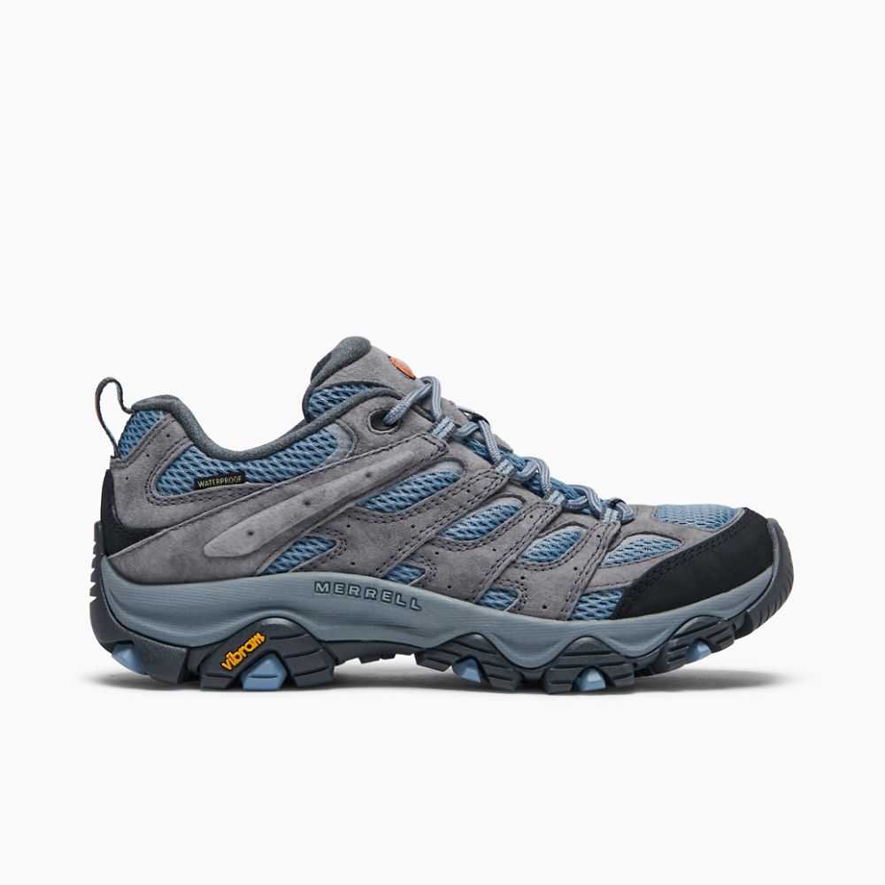 Women\'s Merrell Moab 3 Waterproof Hiking Shoes Blue/Grey | Israel-048273