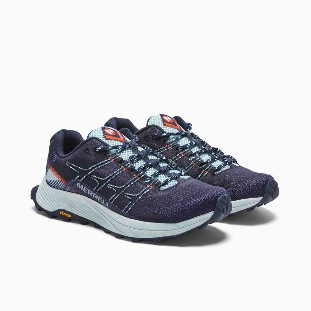 Women's Merrell Moab Flight Trail Running Shoes Navy | Israel-943270