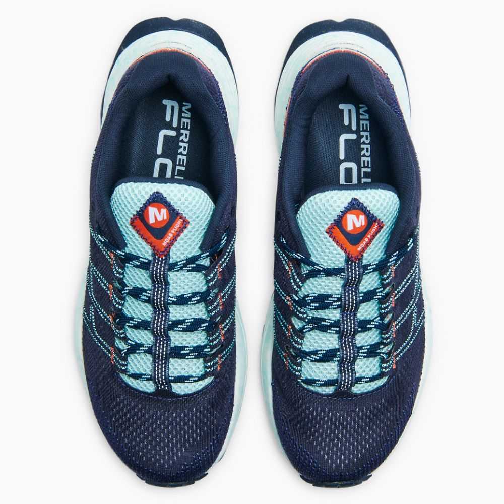 Women's Merrell Moab Flight Trail Running Shoes Navy | Israel-943270