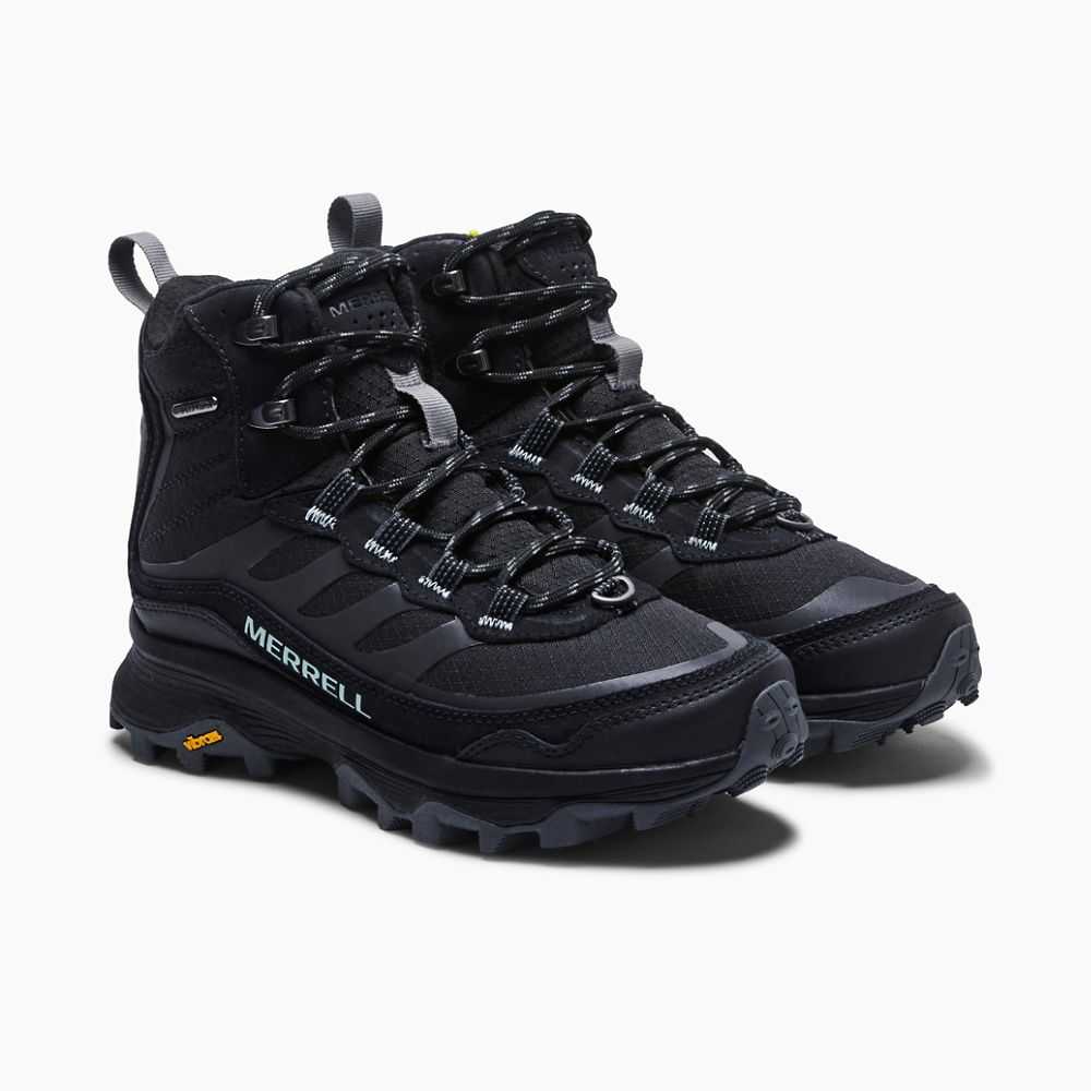 Women's Merrell Moab Speed Thermo Mid Waterproof Hiking Boots Black | Israel-913072