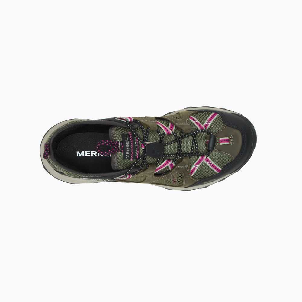 Women's Merrell Speed Strike Leather Sieve Sandals Dark Green | Israel-1834269