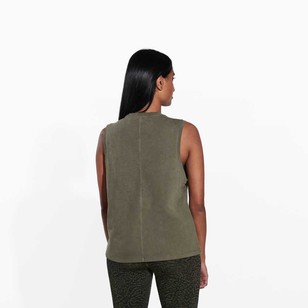 Women's Merrell Sunbaked Tank Tops Olive | Israel-691473