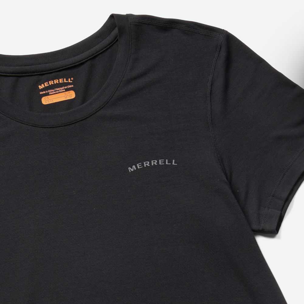 Women's Merrell Tencel T Shirts Black | Israel-8204169