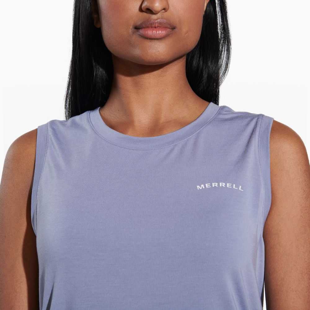 Women's Merrell Tencel Tank Tops Silver | Israel-8702693