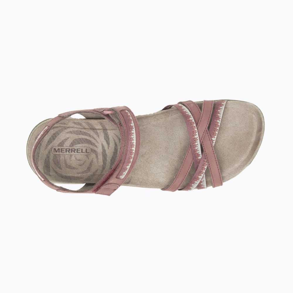 Women's Merrell Terran 3 Cush Cross Sandals Burgundy | Israel-027836