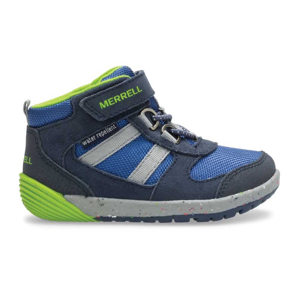 Boys' Merrell Bare Steps® Hiking Boots Navy/Green | Israel-680791