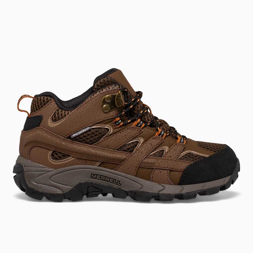 Boys' Merrell Moab 2 Mid Waterproof Hiking Boots Brown | Israel-081923