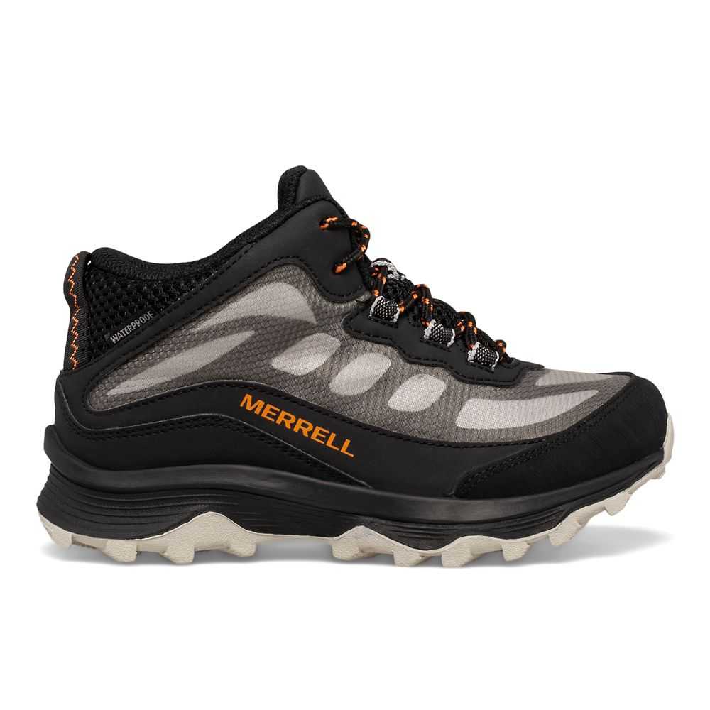 Boys' Merrell Moab Speed Mid Waterproof Waterproof Boots Black | Israel-217934