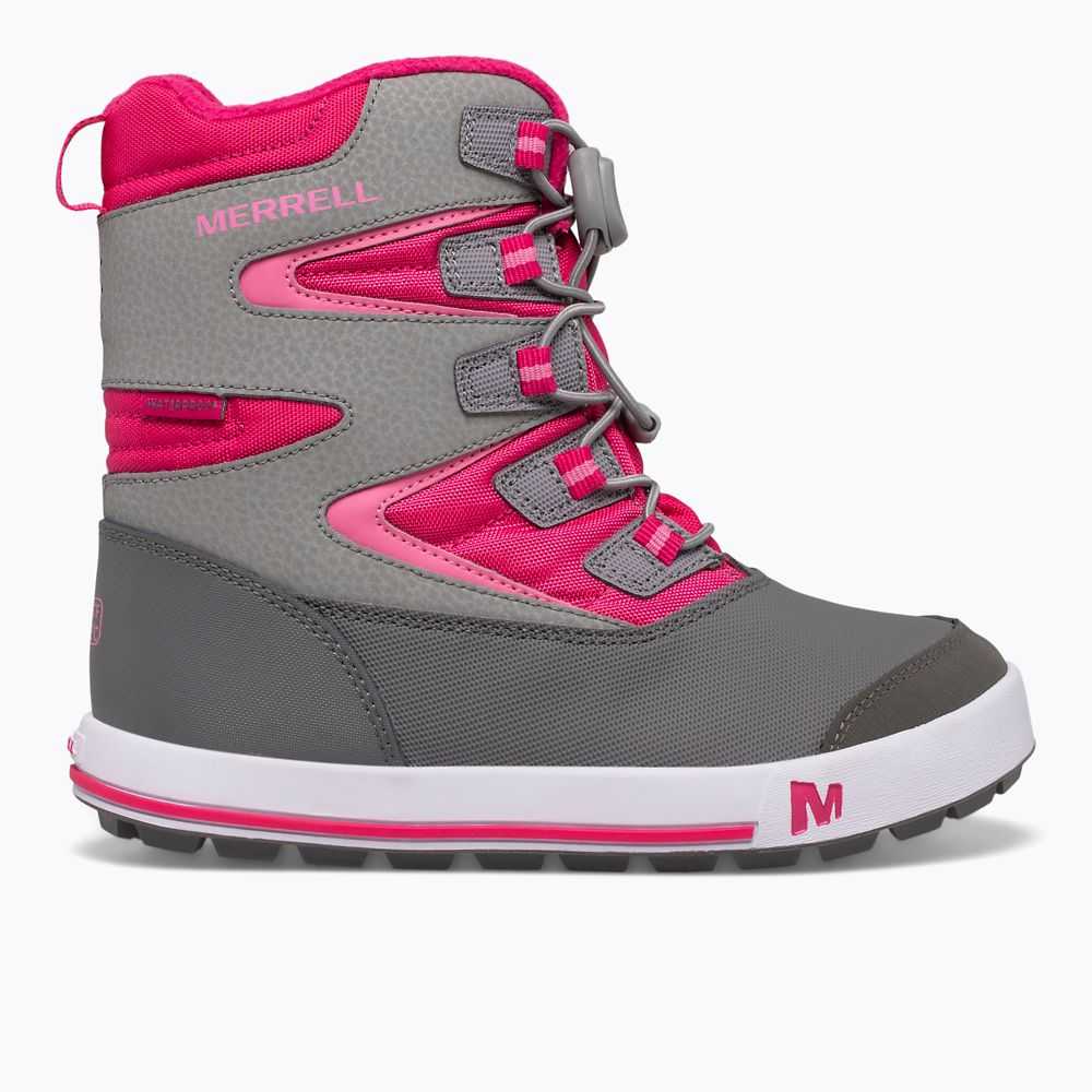 Boys' Merrell Snow Bank 3.0 Snow Boots Grey/Fuchsia | Israel-1906387