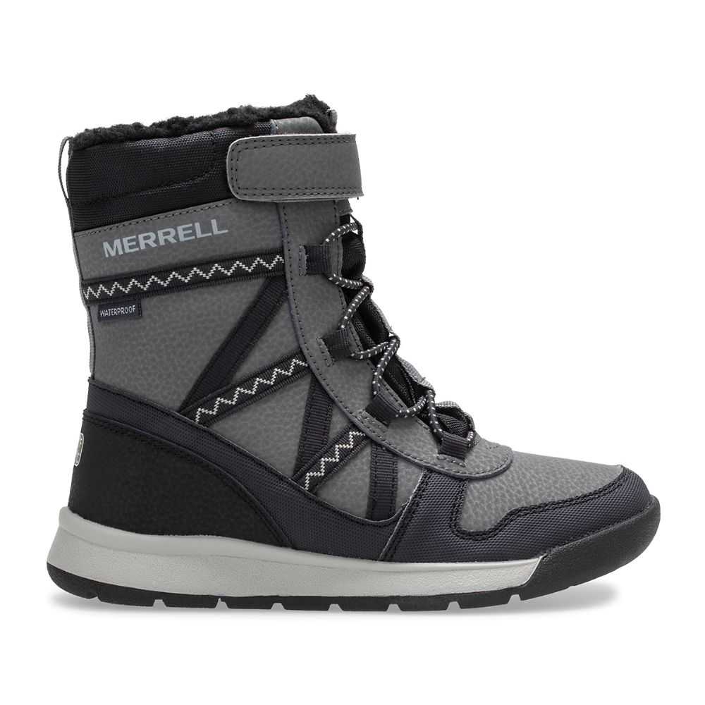 Boys' Merrell Snow Crush 2.0 Waterproof Boots Black/Grey | Israel-820637