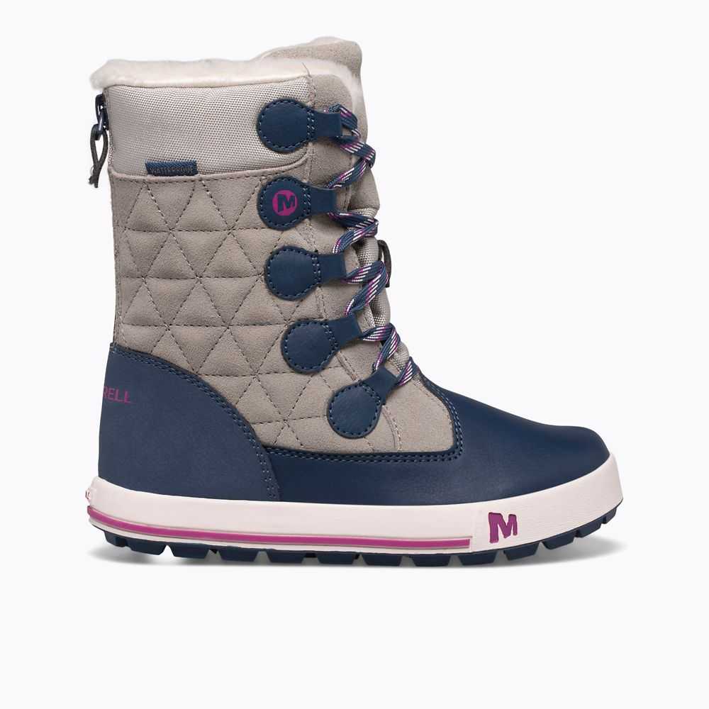 Girls' Merrell Heidi Waterproof Boots Grey/Navy | Israel-098361