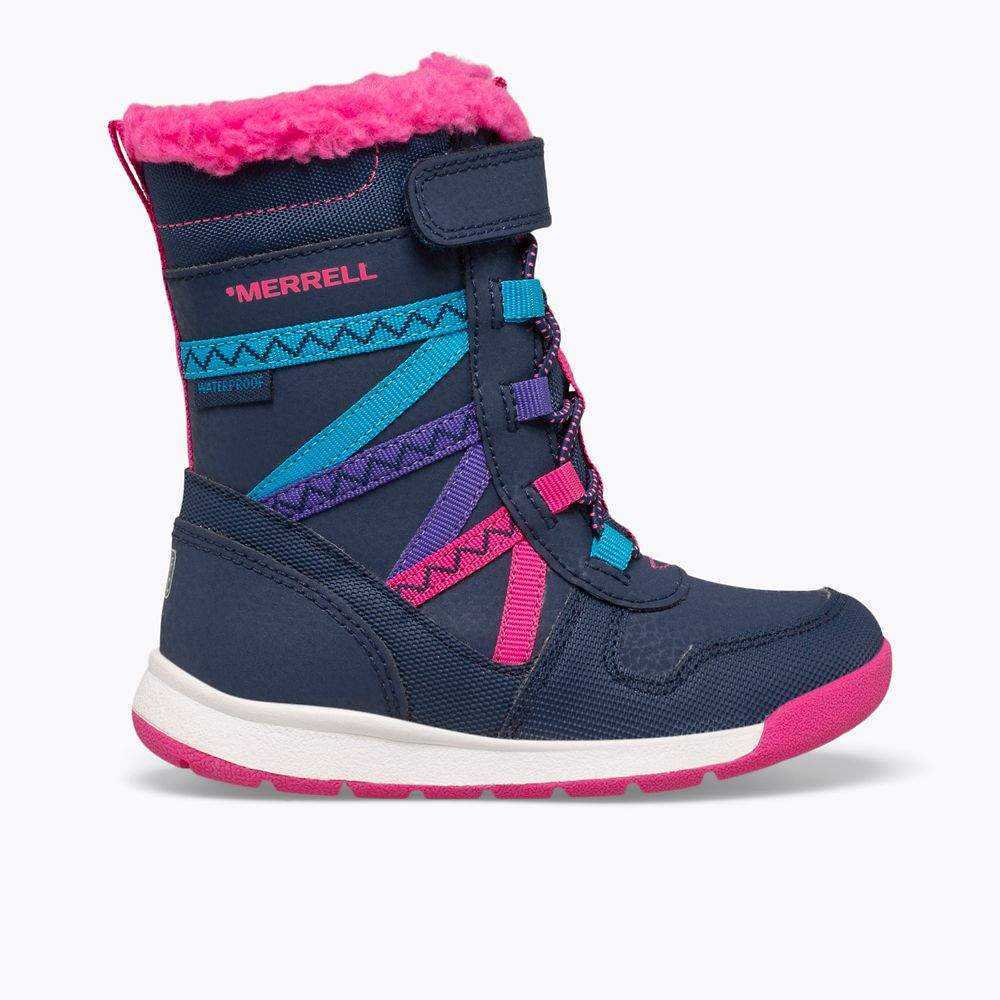 Girls' Merrell Snow Crush 2.0 Waterproof Boots Navy/Multicolor | Israel-2709614