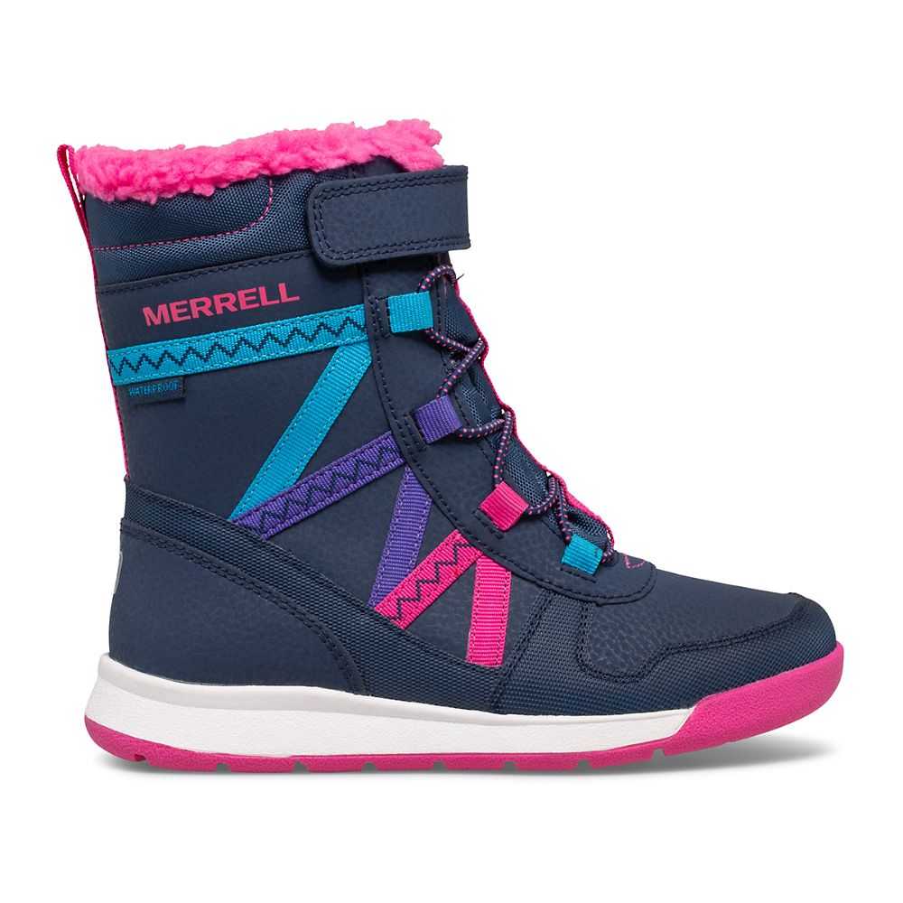 Girls' Merrell Snow Crush 2.0 Waterproof Boots Navy/Multicolor | Israel-690721