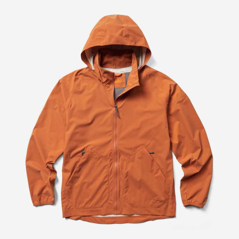 Men's Merrell Alpine Rain Jackets Brown/Orange | Israel-932064