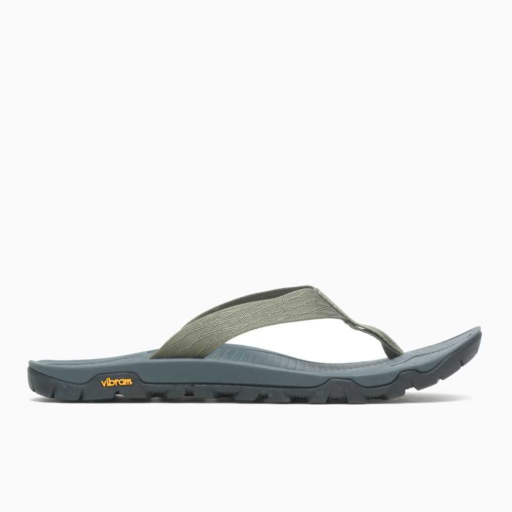 Men's Merrell Breakwater Flip Flops Dark Green | Israel-190673