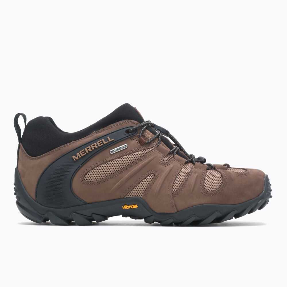 Men's Merrell Chameleon 8 Stretch Waterproof Hiking Shoes Brown | Israel-270614