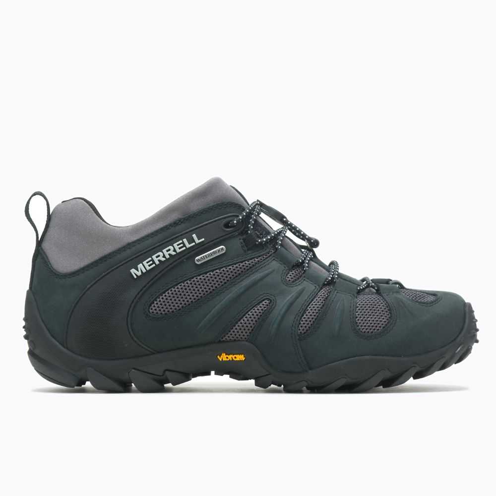 Men's Merrell Chameleon 8 Stretch Waterproof Hiking Shoes Black/Grey | Israel-3816027